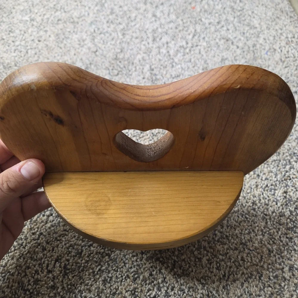 Vintage wooden heart shaped shelf with Heart Cut Out set Of two
